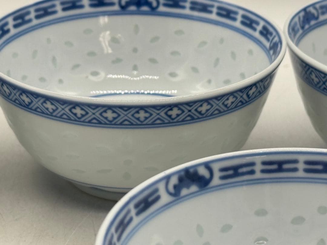 中国　玲瓏茶碗　玩玉　龍紋碗7点　送料込み251222