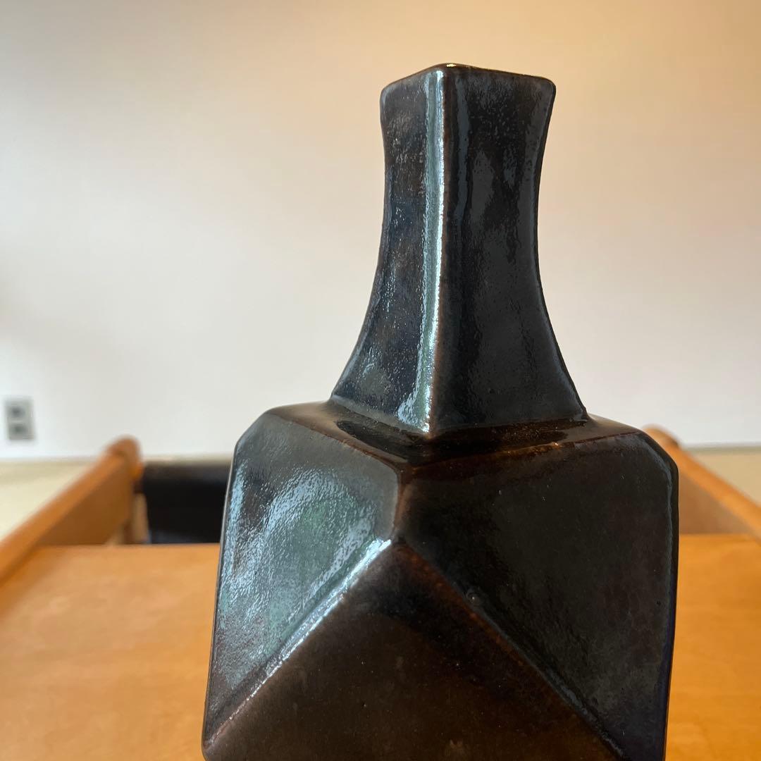 濱田晋作 浜田晋作 黒釉面取花瓶 花瓶 壺