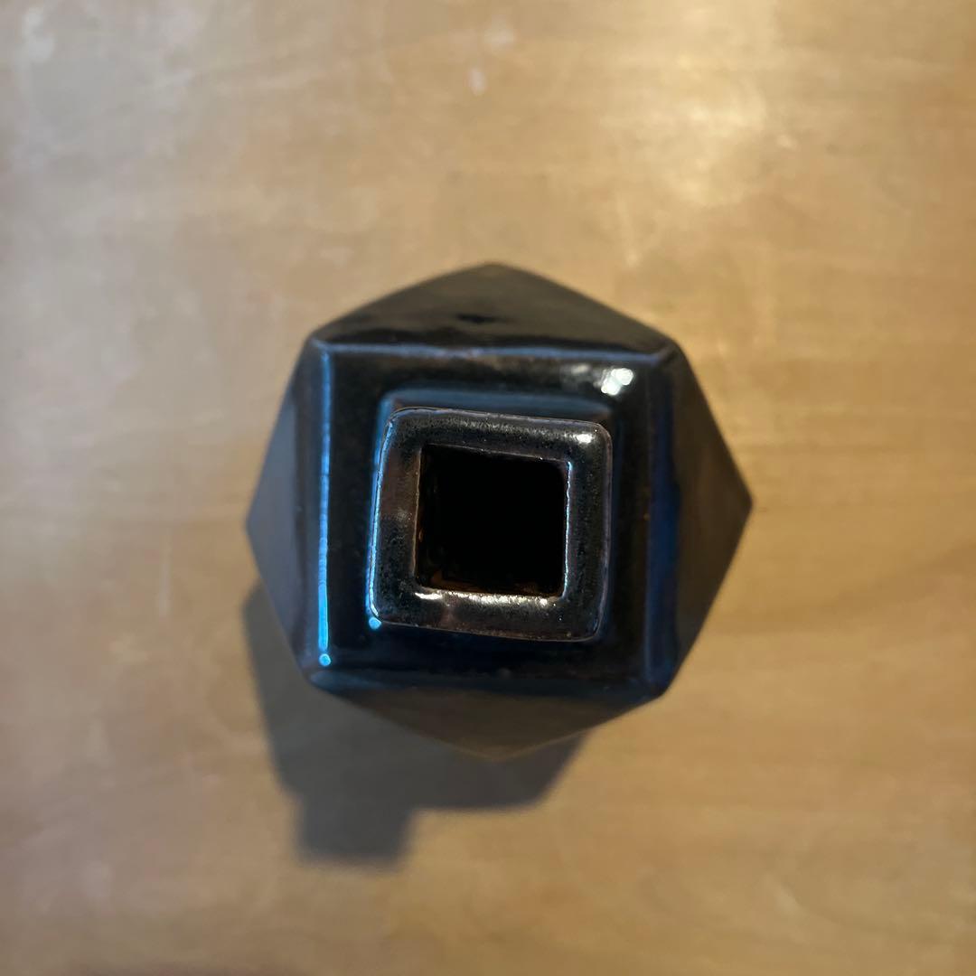 濱田晋作 浜田晋作 黒釉面取花瓶 花瓶 壺