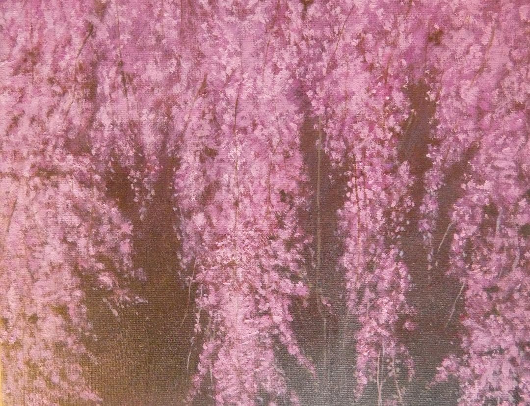 絵画　風景 千住博「桜図」 サインF6サイズ額装済み 肉筆手描き