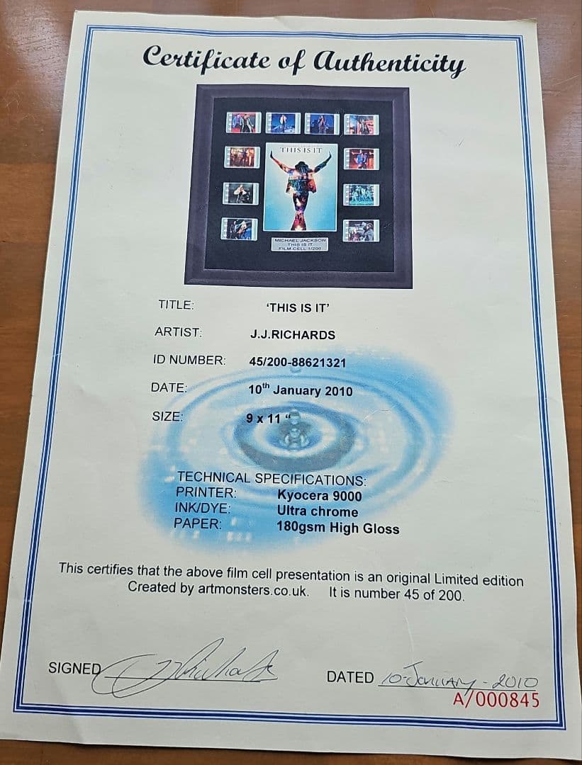 【超レア】 THIS IS IT フィルムセル 45/200マイケル・ジャクソン