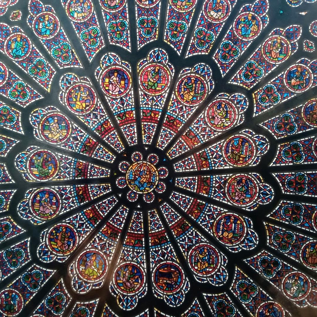 大判ノートルダム大聖堂(パリ)ステンドグラス 北のバラ窓 グラスマスターズr73