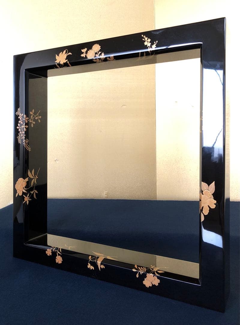 《レ》輪島塗 花尽くし蒔絵 炉縁 漆芸一后造 共布 共箱　251107う4