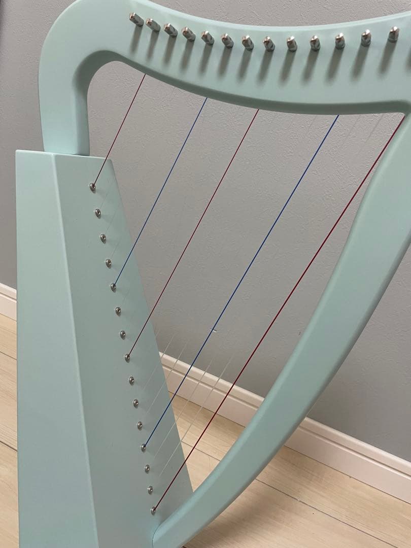 ハープ　15弦　中古　薄いミントグリーン色