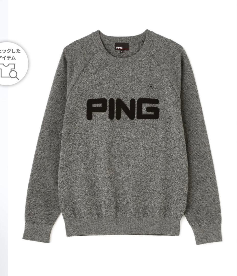 新品タグ付き　PING ピン ロゴパイルジャガードクルーネックニット LL