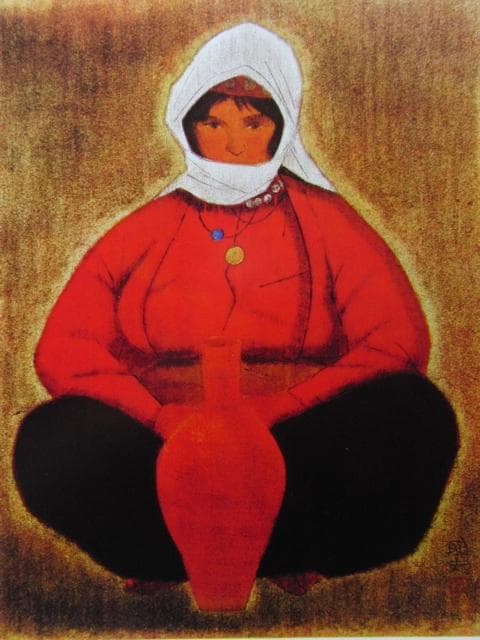 平山郁夫、【トルコ・ベリシラマ村の女】、希少画集画より、状態良好、新品高級額装付