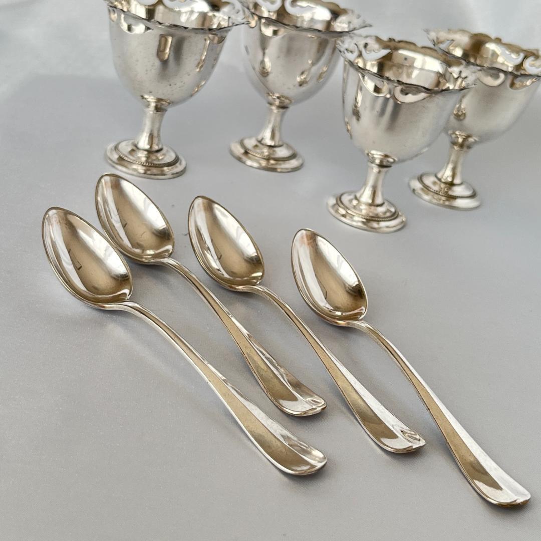 【英国】エッグクルーゼ【シルバープレート】エッグカップ/スタンド