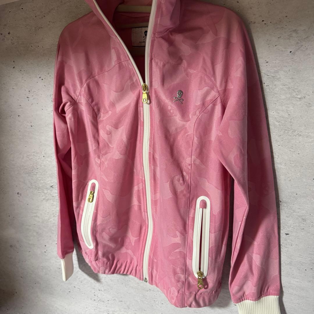 美品 マークアンドロナ トラックジャケット ジャージ 迷彩 スカル ピンク