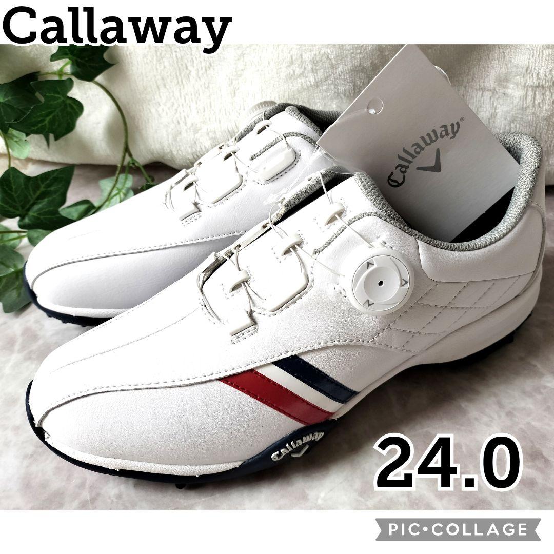 【新品】キャロウェイ ゴルフスパイク BOA ダイアル式レザー 24cm　白紺