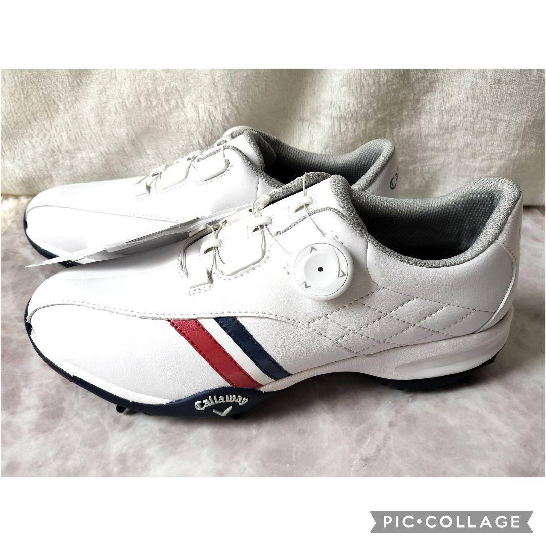 【新品】キャロウェイ ゴルフスパイク BOA ダイアル式レザー 24cm　白紺