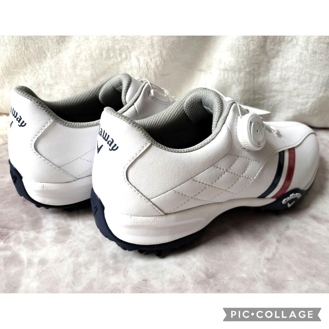 【新品】キャロウェイ ゴルフスパイク BOA ダイアル式レザー 24cm　白紺