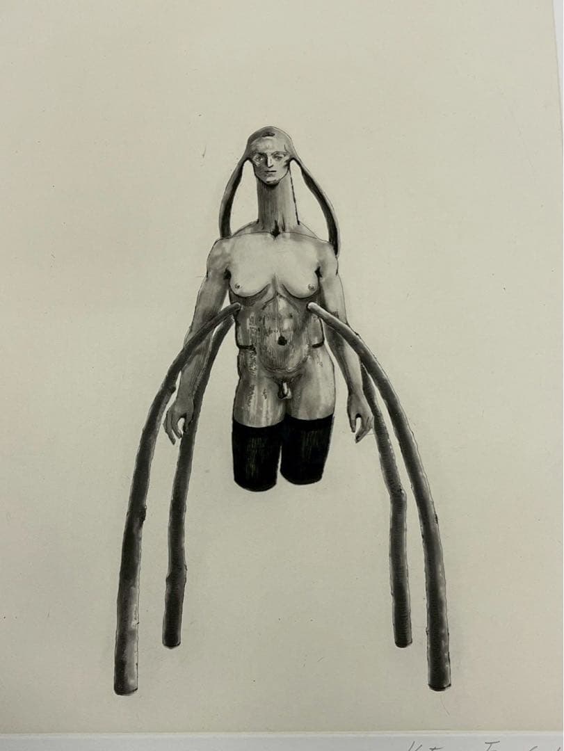 舟越桂 森に浮くスフィンクス 2008年 銅版画 直筆サイン