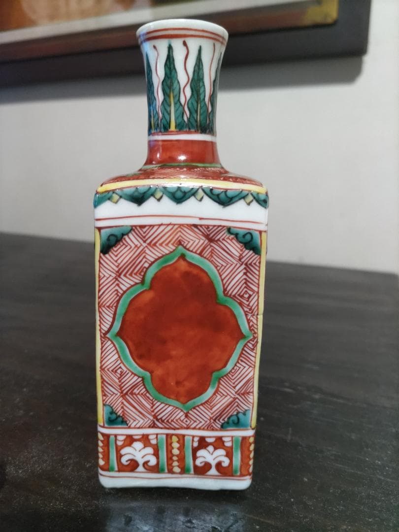 初代　川瀬竹春　万暦赤絵　角徳利