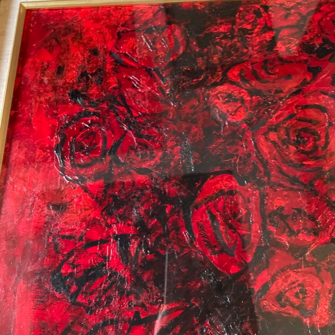 大澤扶二子　肉筆　絵画　赤い薔薇　F10 証明書付き