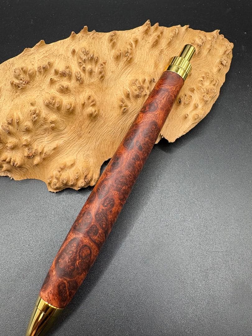 552超極上　本花梨　瘤杢　木軸シャーペン　木軸ボールペン　サポニンあり