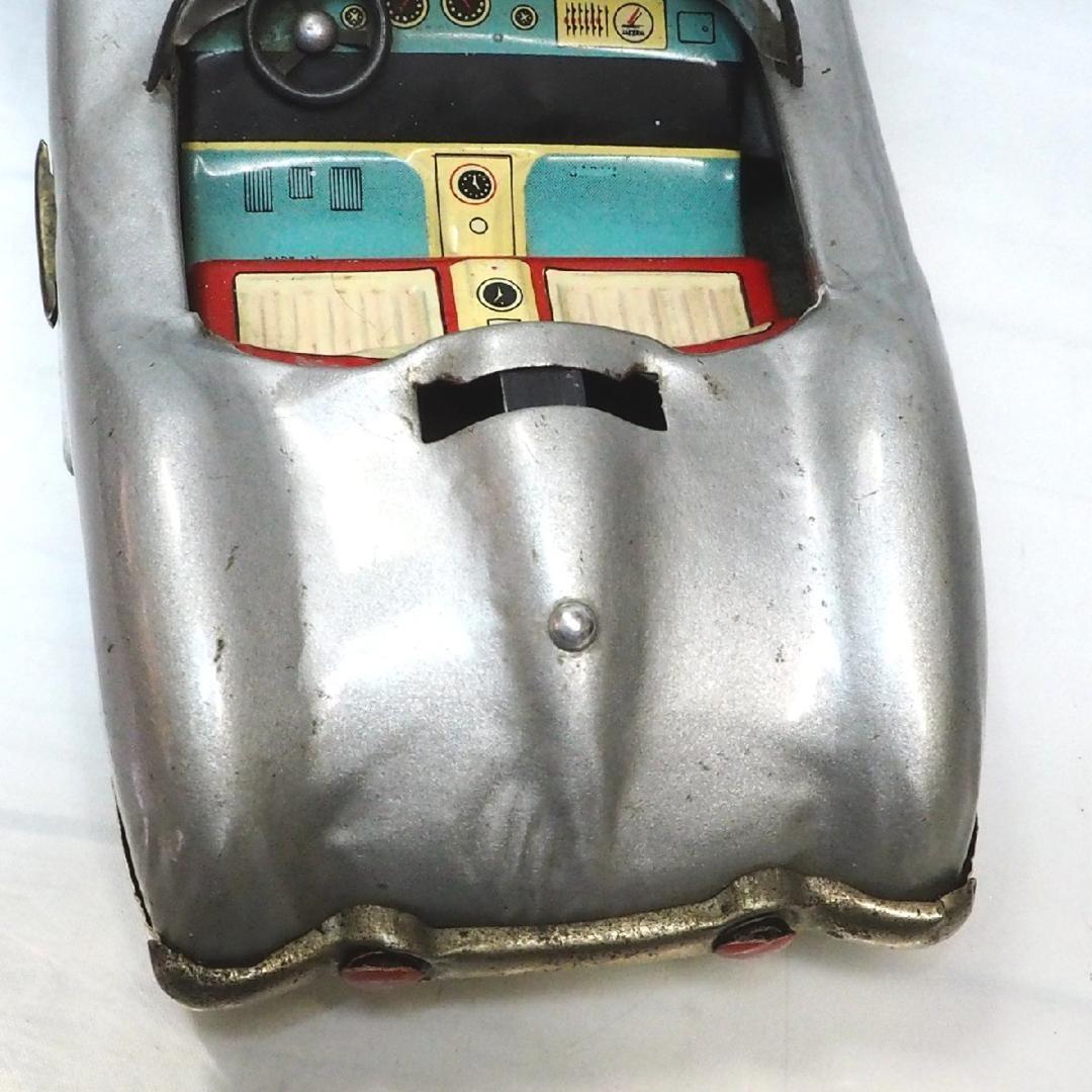 旭玩具メルセデス ベンツ300SLR屋根欠シルバーtinブリキtoy car箱無