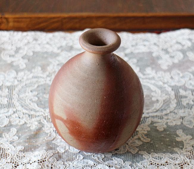 人間国宝 藤原雄 昔の備前焼 とっくり 徳利 ビンテージ 酒器 緋襷 花入れ