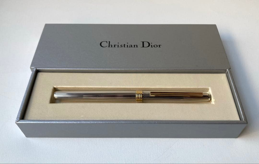 ディオール　希少　ヴィンテージ　ストライプ　イエローゴールド　万年筆　Au750