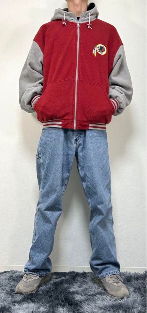 90s〜 nfl nylon × fleece reversible jkt