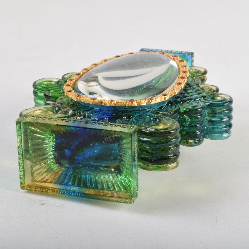 中国　硝子工芸　中華寶瓶　宝瓶　置物　保証書・ガラスケース付　N　9178A