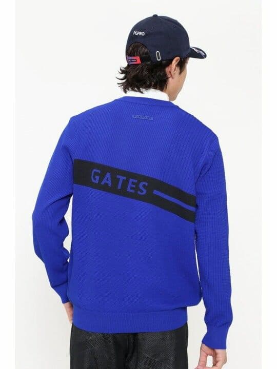 現行　パーリーゲイツ　光栓クルーネックニットプルオーバー　ブルー