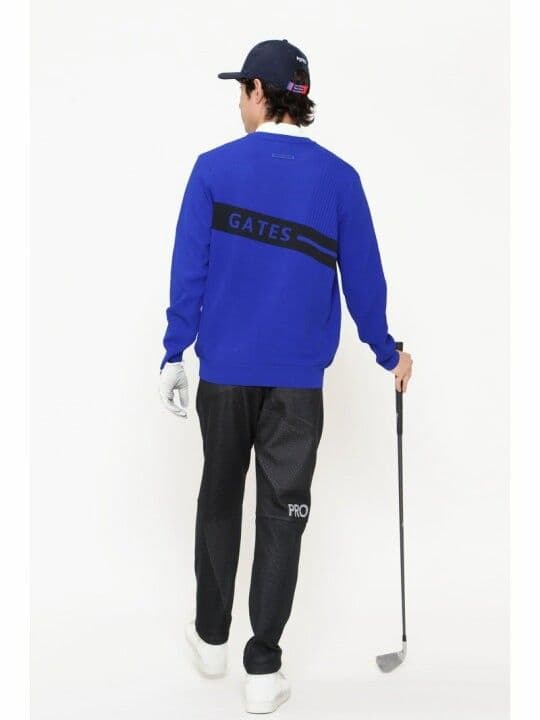 現行　パーリーゲイツ　光栓クルーネックニットプルオーバー　ブルー