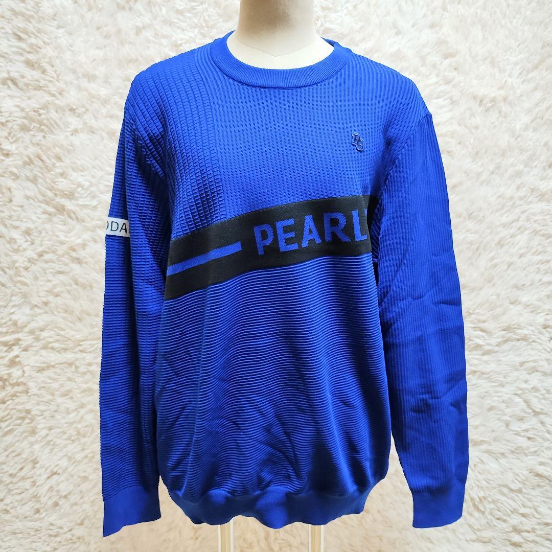 現行　パーリーゲイツ　光栓クルーネックニットプルオーバー　ブルー