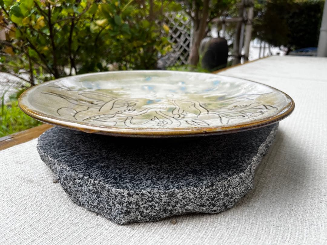 昭和のCMで有名　日本酒の黄桜　かっぱの絵　晋山窯ヤマツ　飾り大皿　アンティーク