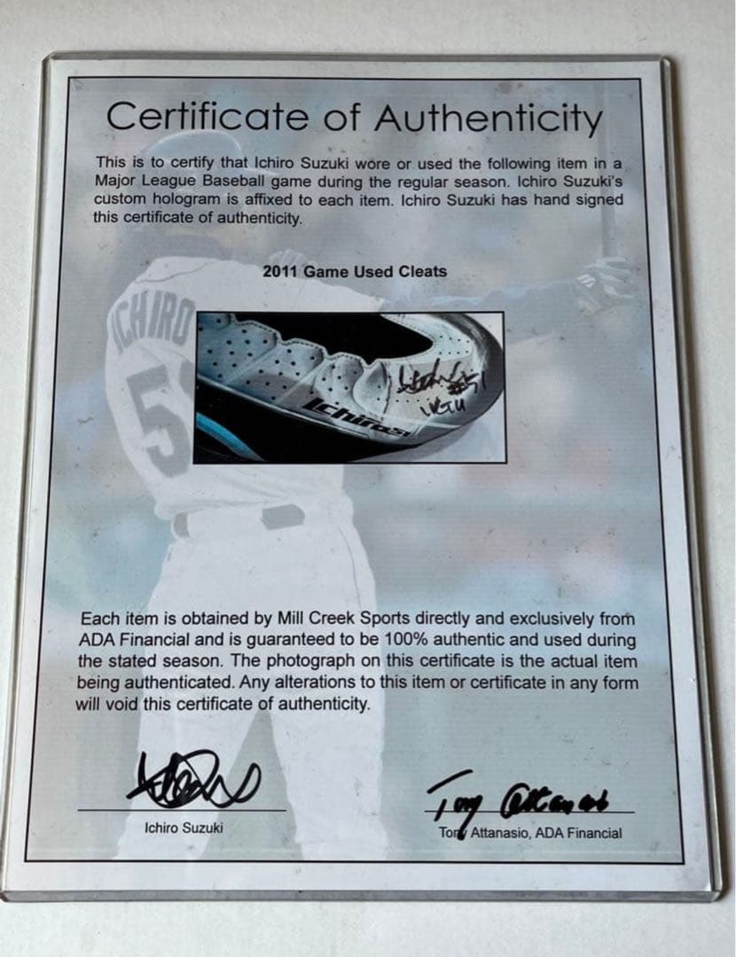 証明書付き　イチロー　マリナーズ　ゲーム用スバイク　実使用直筆サイン入り