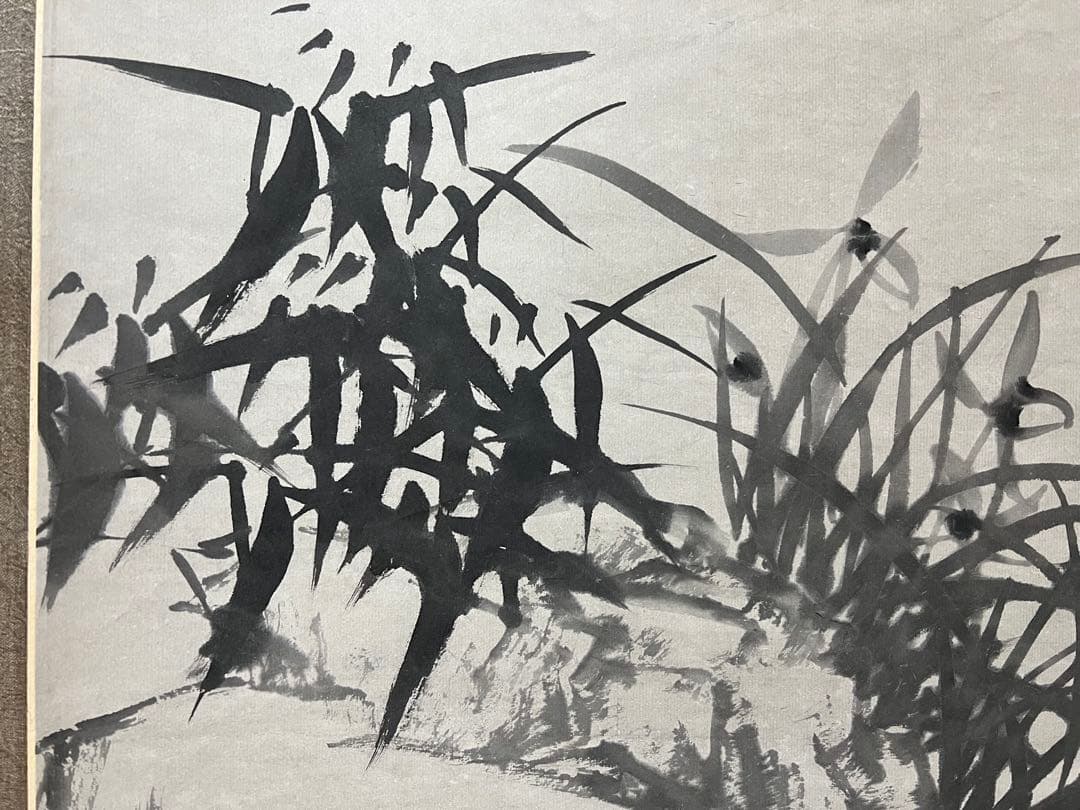 中国美術 模写 鄭板橋［石竹蘭図］紙本　肉筆　掛け軸！