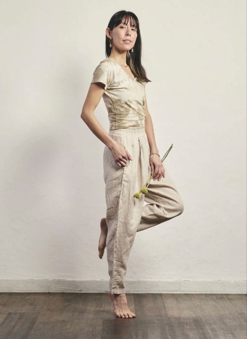 yinyang yogawearリネンファーマーズパンツ