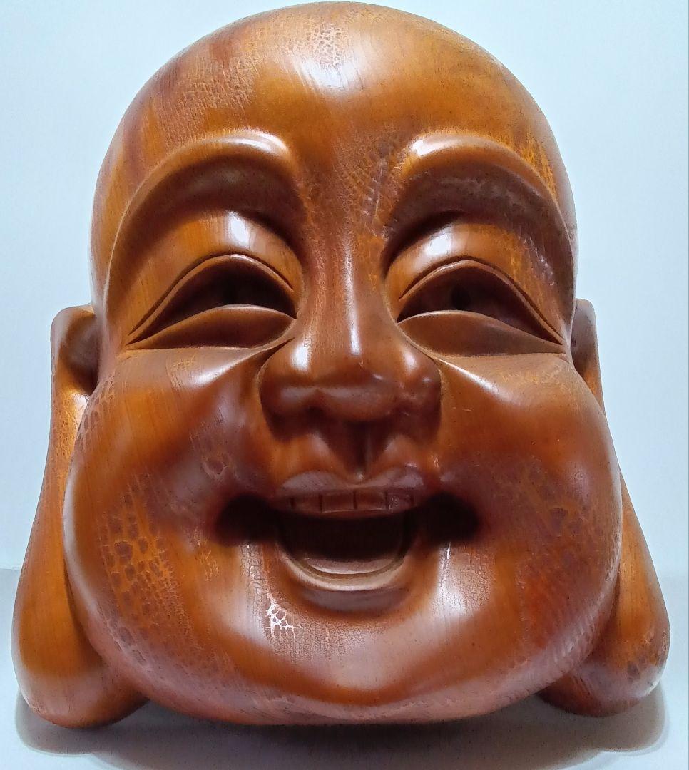 【大型】#木彫り お面 木製 民芸 壁掛け 表情豊か 経年変化あり