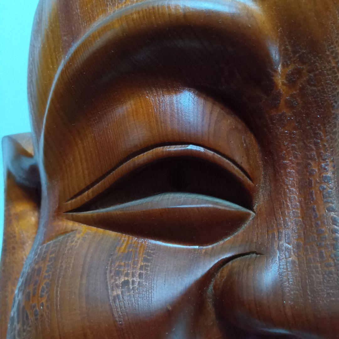 【大型】#木彫り お面 木製 民芸 壁掛け 表情豊か 経年変化あり