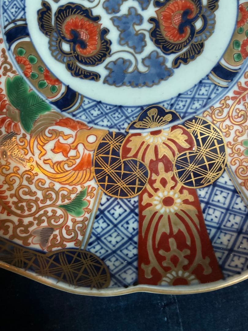 古伊万里　色絵金彩　大皿　直径31センチ×高さ4.9センチ　江戸後期