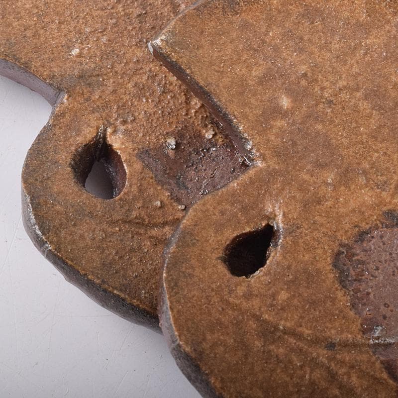 和食器　備前焼　乗松建行作　銀杏型銘々皿　六客　共箱　M　R7891