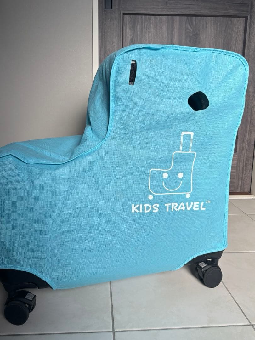 キッズトラベル 子供が乗れるキャリーケース 折りたたみ式 ブラック Mサイズ