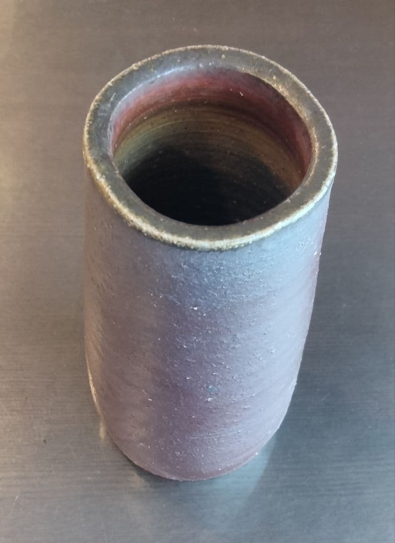 未使用　備前焼　17代　木村玉舟作　花入れ　花瓶