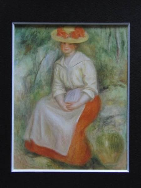 ルノワール、【麦藁帽子のガブリエル】、希少画集画、新品高級額・額装付