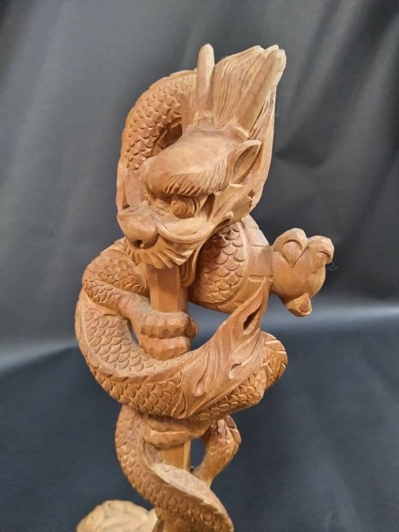 龍神、手彫り　剣龍　倶利伽羅不動尊像
