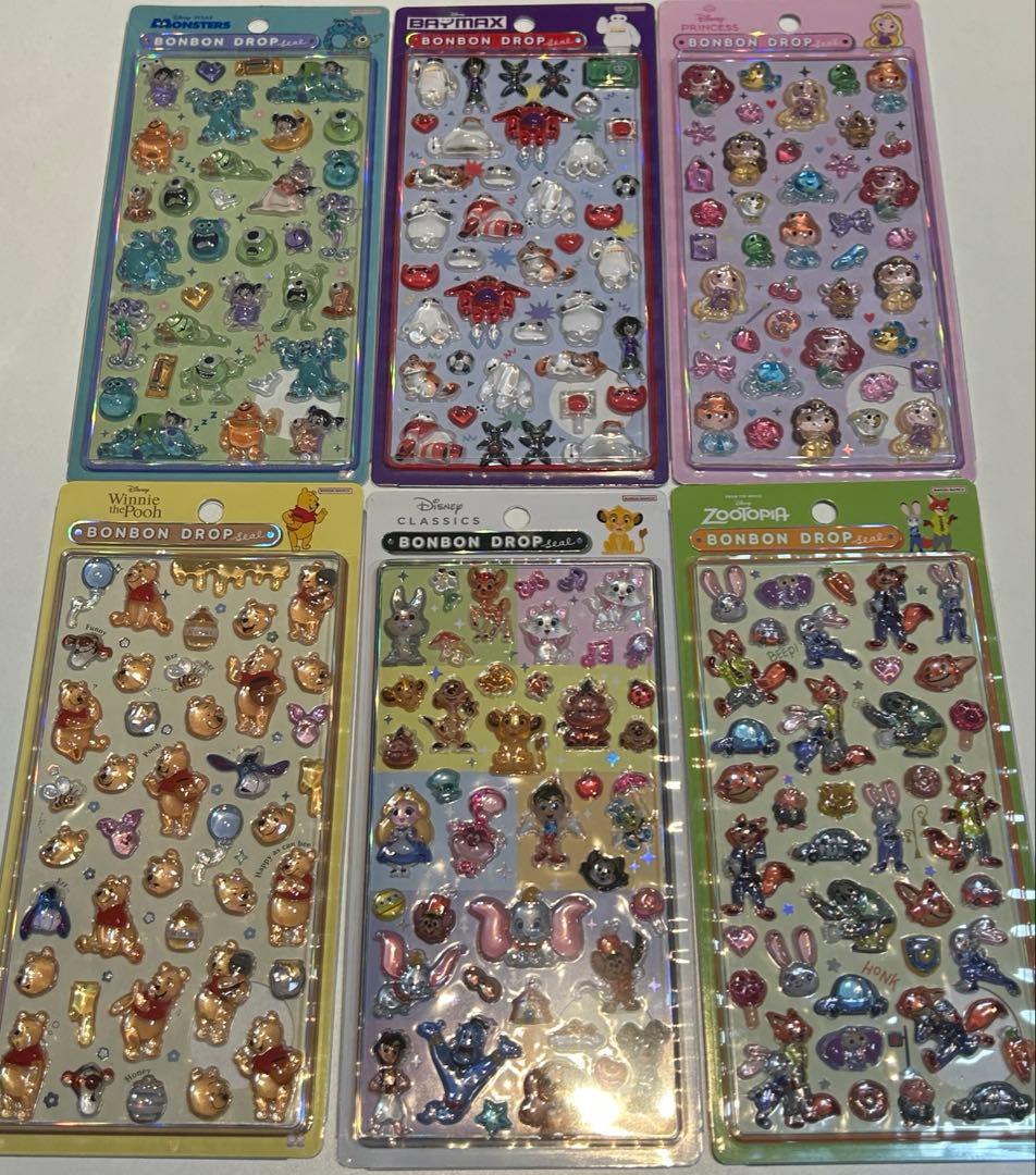 正規品★ボンボンドロップシール　ディズニー　6枚枚セット