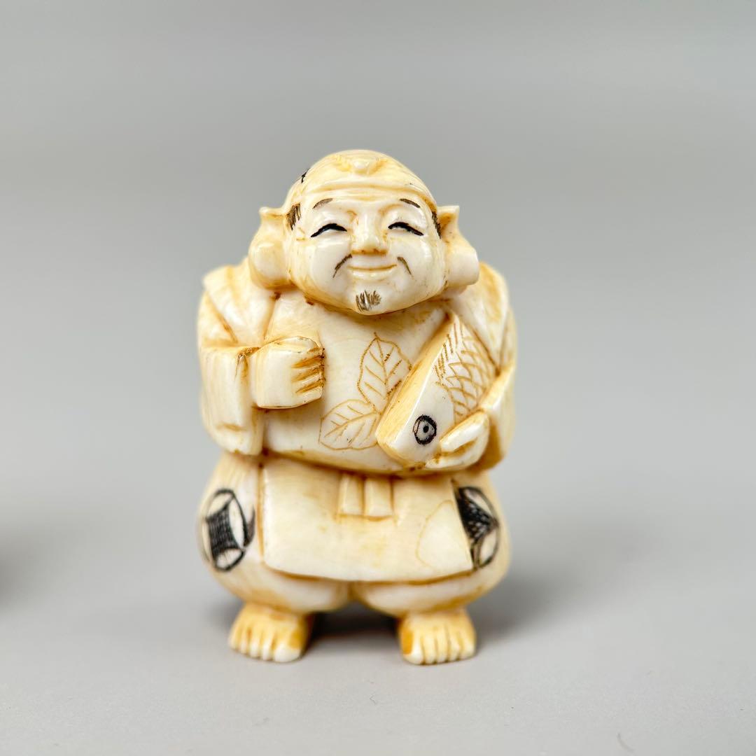 福の神像 4体セット彫刻根付天然素材アンティーク骨董飾り物古美術置物細密細工
