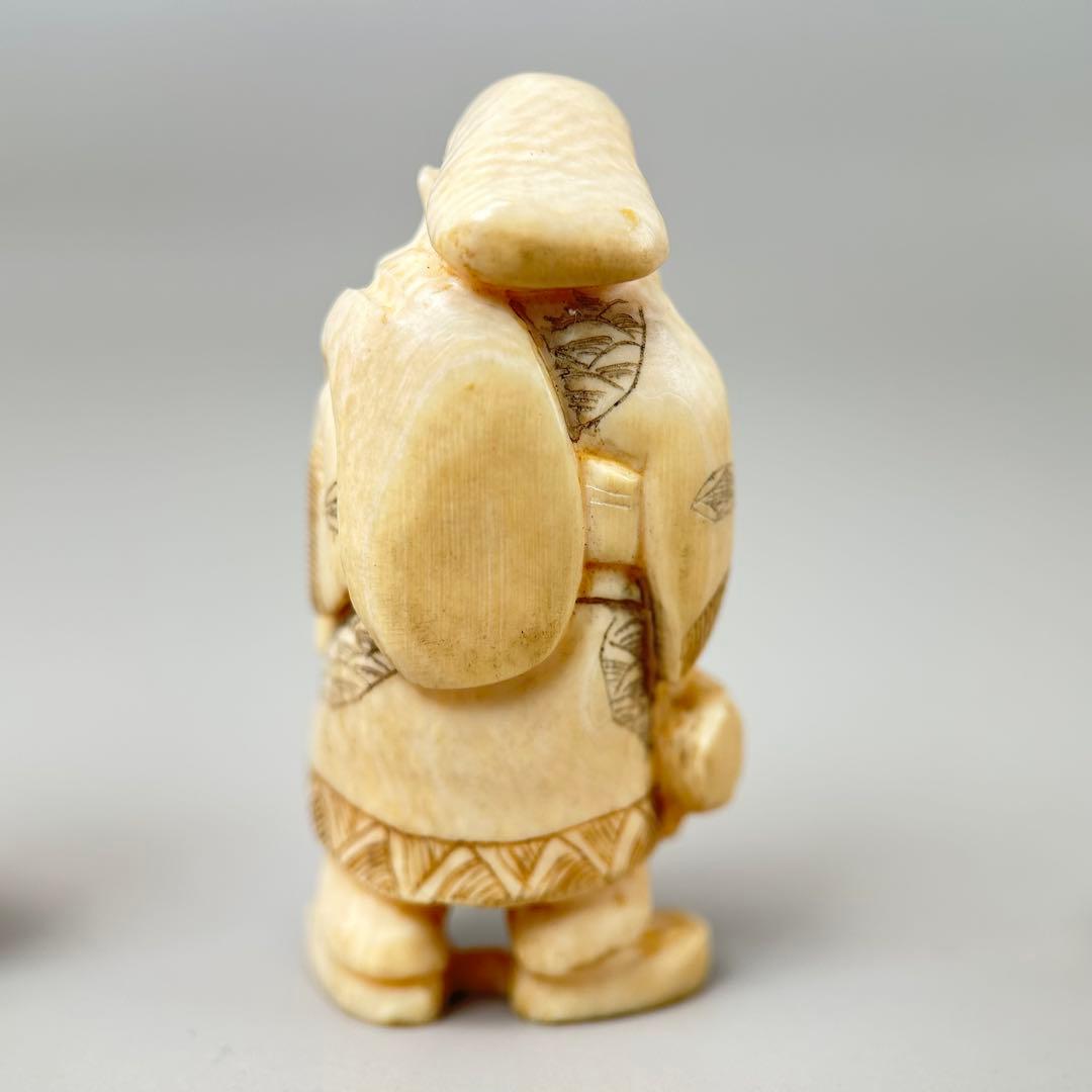 福の神像 4体セット彫刻根付天然素材アンティーク骨董飾り物古美術置物細密細工