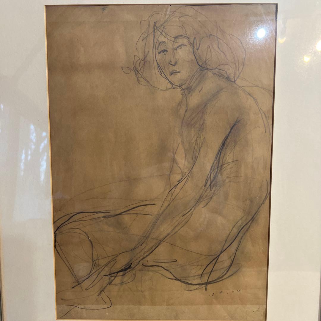 中畑艸人　ヌード鉛筆画額装済み