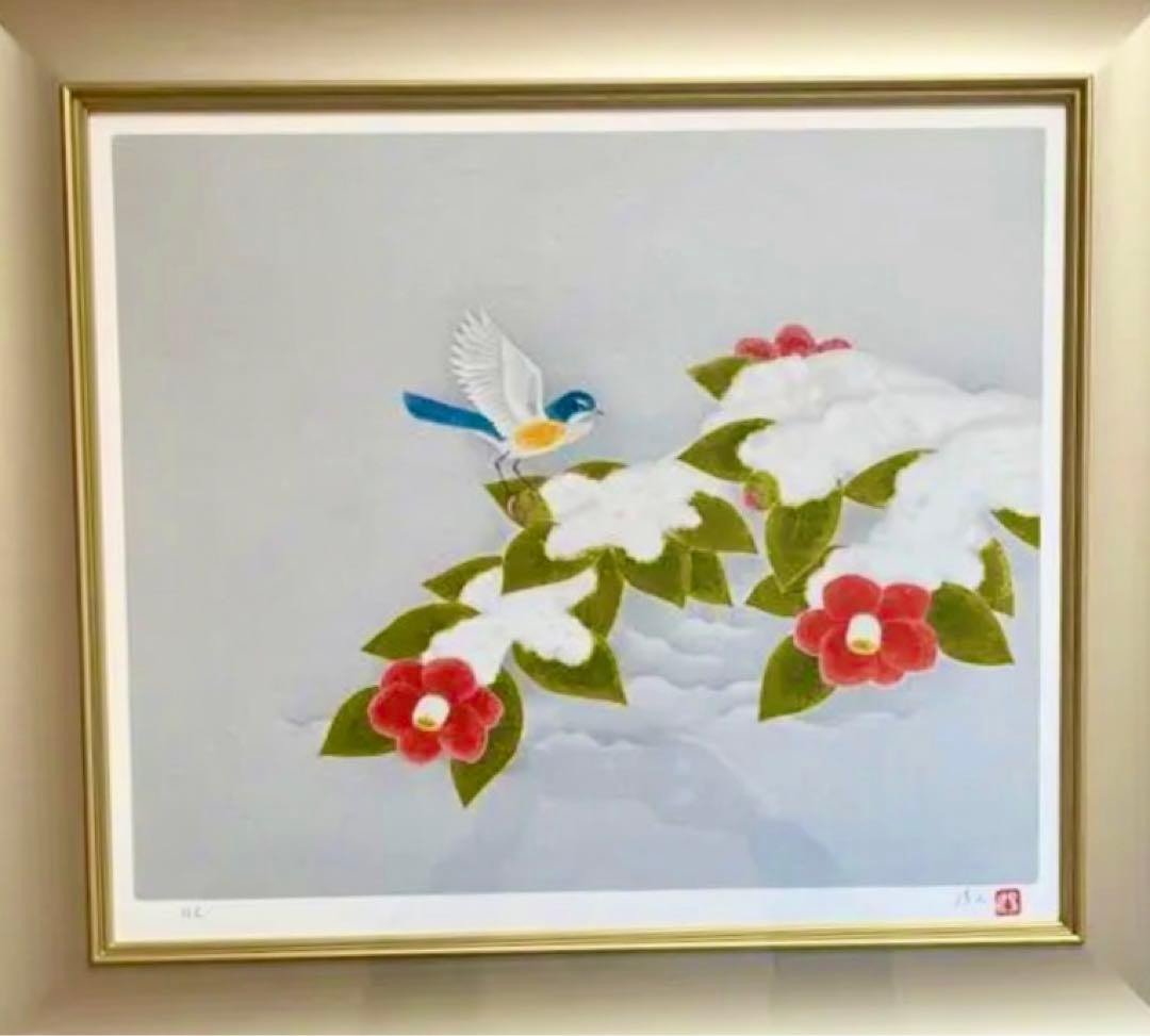 上村淳之　作　「雪椿」日本画