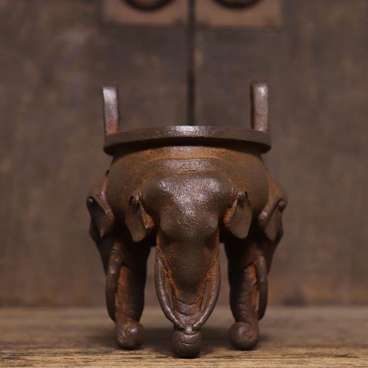 鉄器 鉄製 象脚炉 香炉 装飾品 現代工芸品 美術品 置物