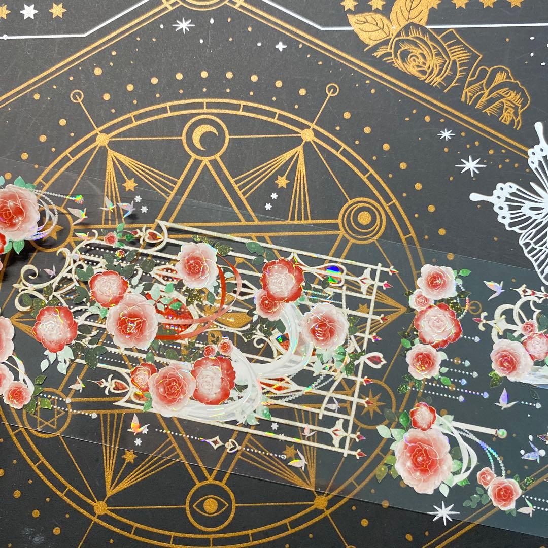 【9284】海外　マステ　中古巻　貝殻光マスキングテープ　バラ　装飾系