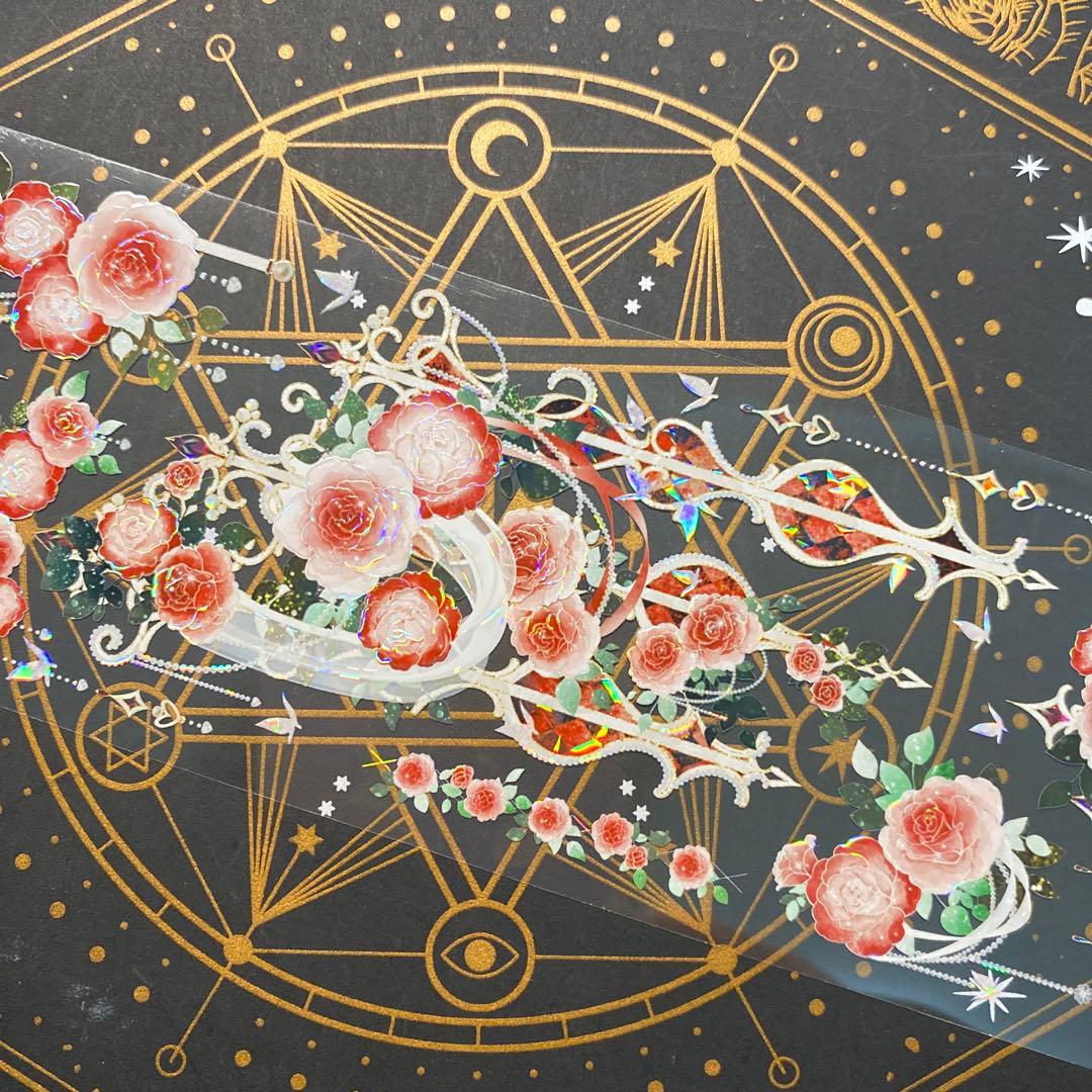 【9284】海外　マステ　中古巻　貝殻光マスキングテープ　バラ　装飾系