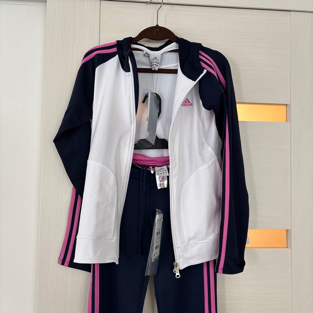adidas ジャージ上下セット ホワイト/インディゴ L/M