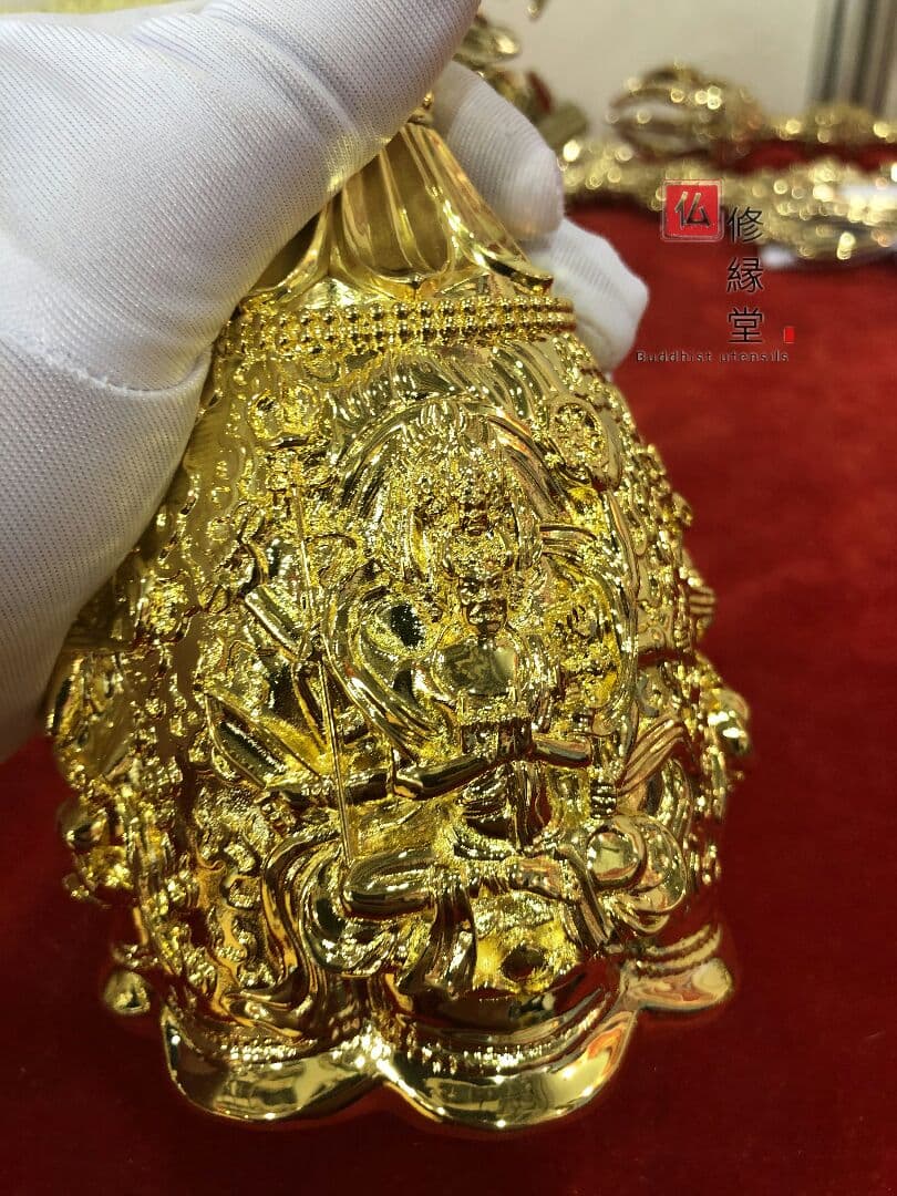 密教法具 四大明王 法器 金剛鈴 真鍮金メッキ 26cm