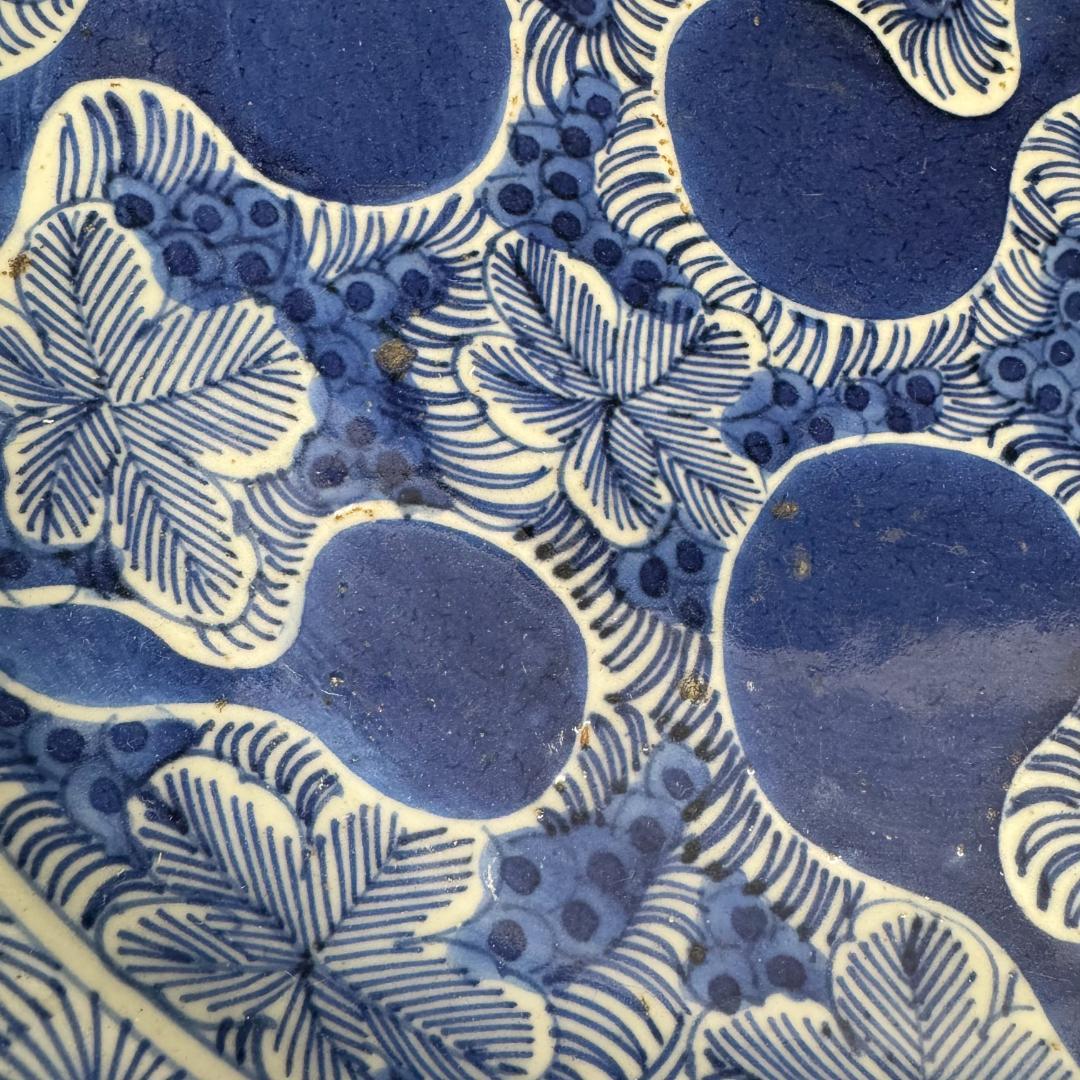 旧家蔵出古美術 中国古玩 道光時代　瓢箪文盤 染付 40cm